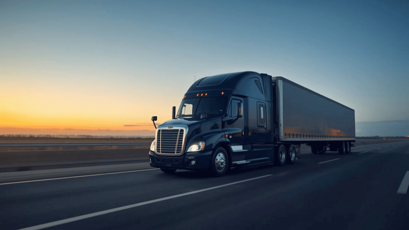 Professional trucking on highway